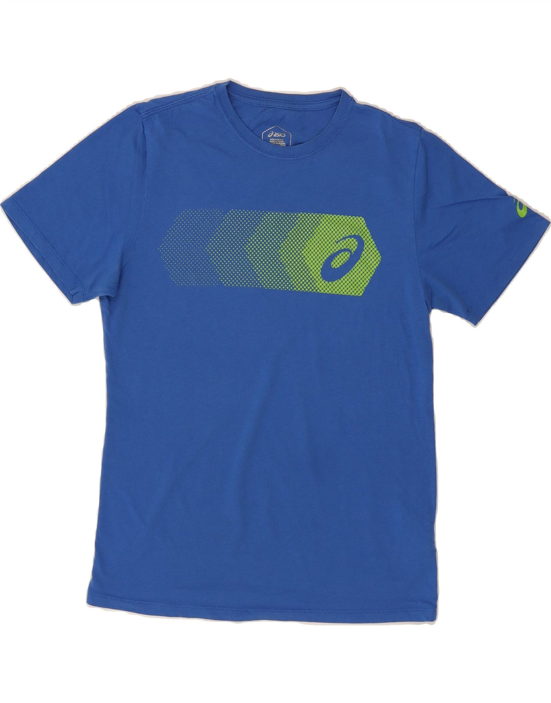 ASICS Mens Graphic T-Shirt Top Small Blue Cotton Vintage Asics and Second-Hand Asics from Messina Hembry 