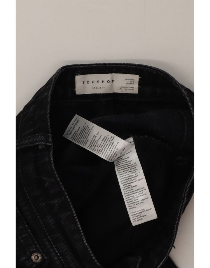 Topshop Dame Straight Jeans W25 L26 Sort Bomuld