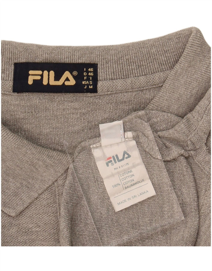 FILA Mens Long Sleeve Polo Shirt IT 46 Small Grey Cotton