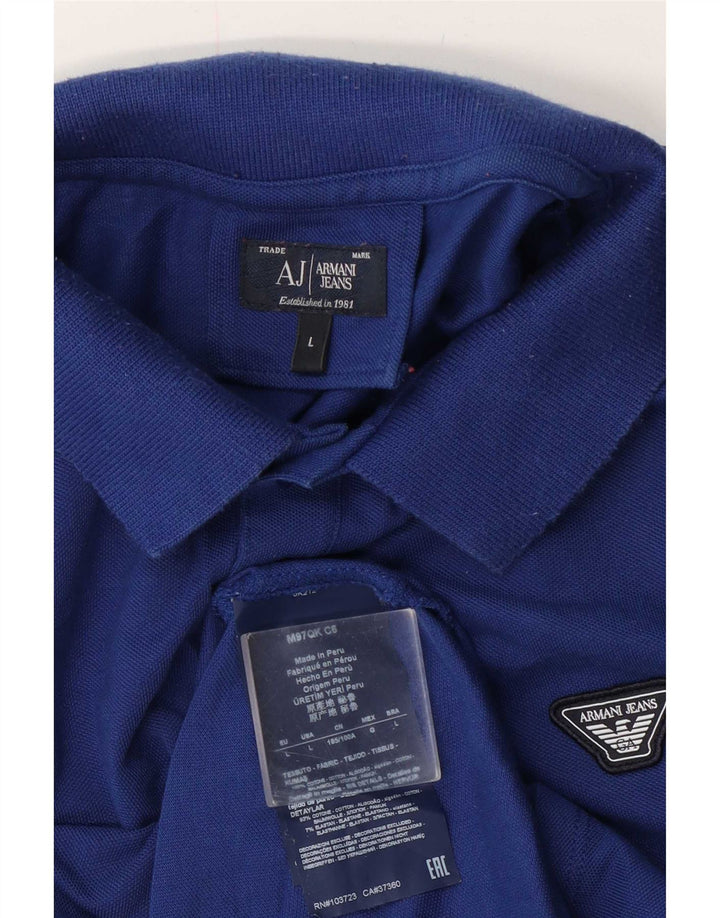 Armani Jeans Poloskjorte til mænd Stor blå Colourblock Bomuld
