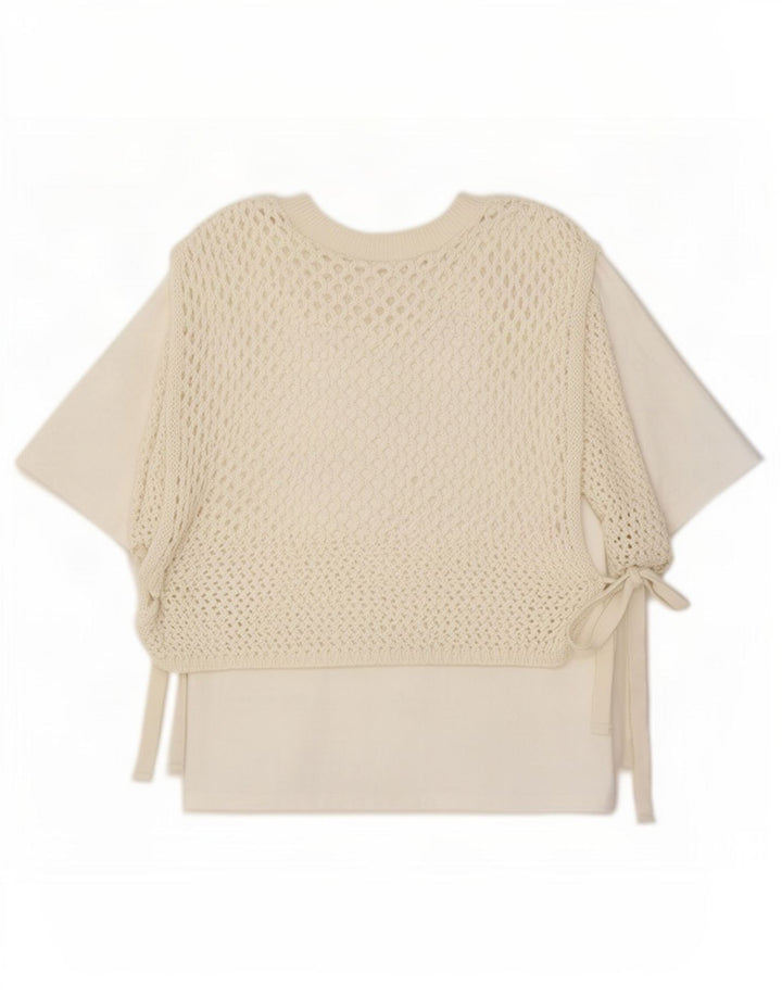 Zara Hæklet Bluse Top UK 14 Medium White