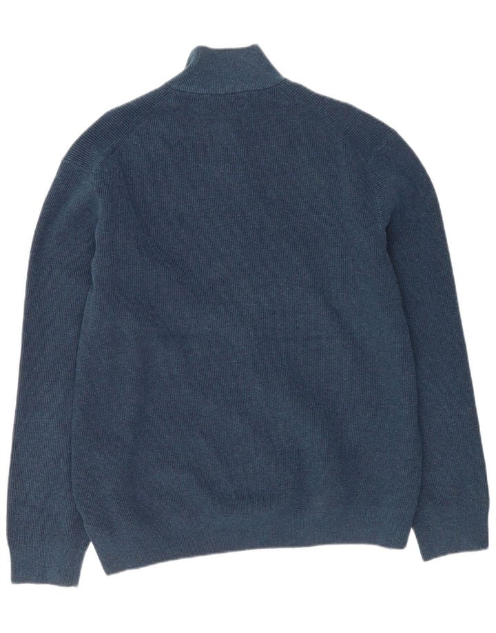 Marks & Spencer Herre Zip Neck Jumper Sweater 3XL Navy Blue Polyester