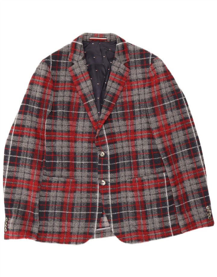Tommy Hilfiger Herre 2-knaps blazerjakke EU 50 Large Navy Blue Plaid