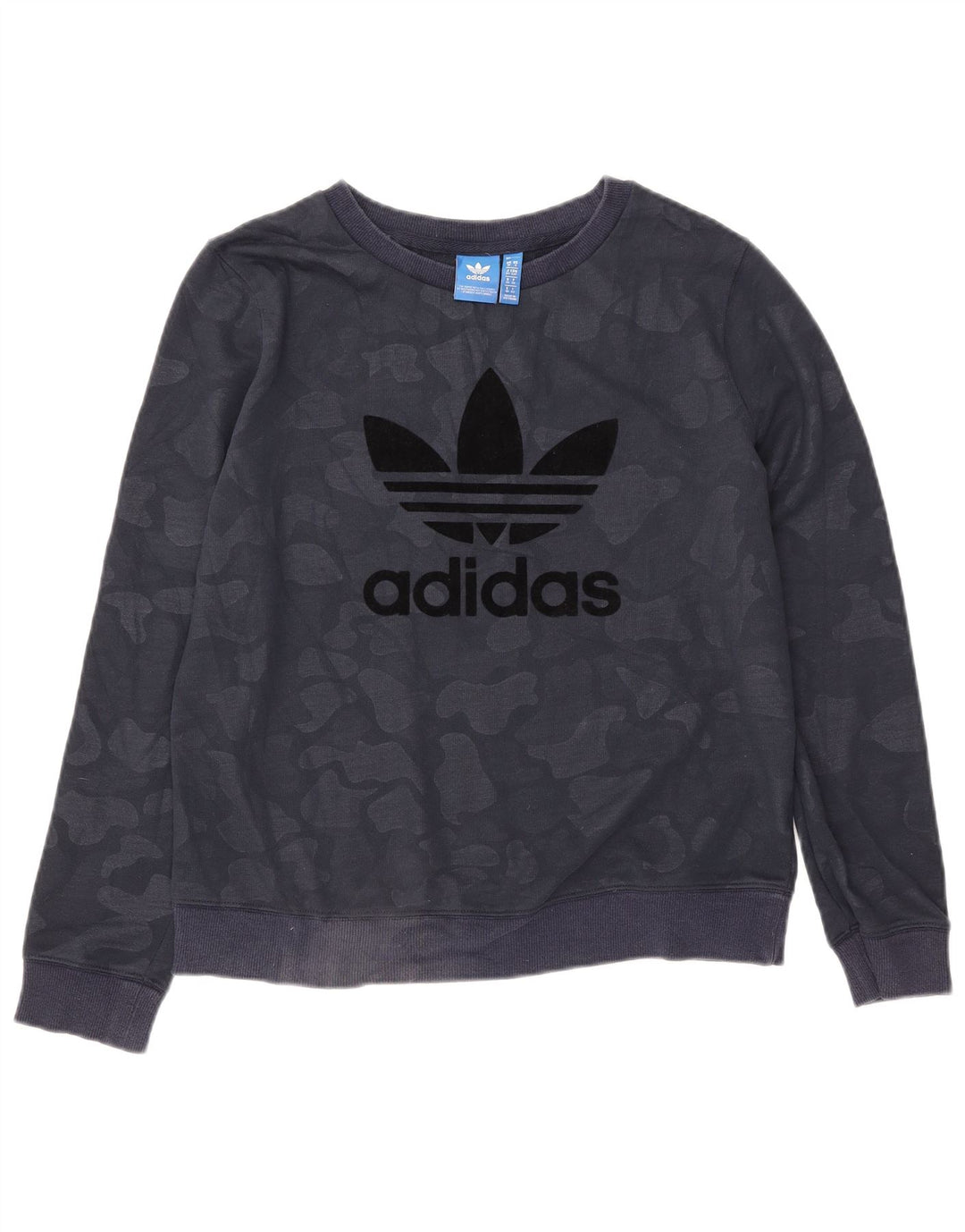 ADIDAS Dame Oversized Sweatshirt Jumper UK 10 Small Navy Blue