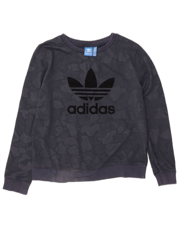 ADIDAS Dame Oversized Sweatshirt Jumper UK 10 Small Navy Blue