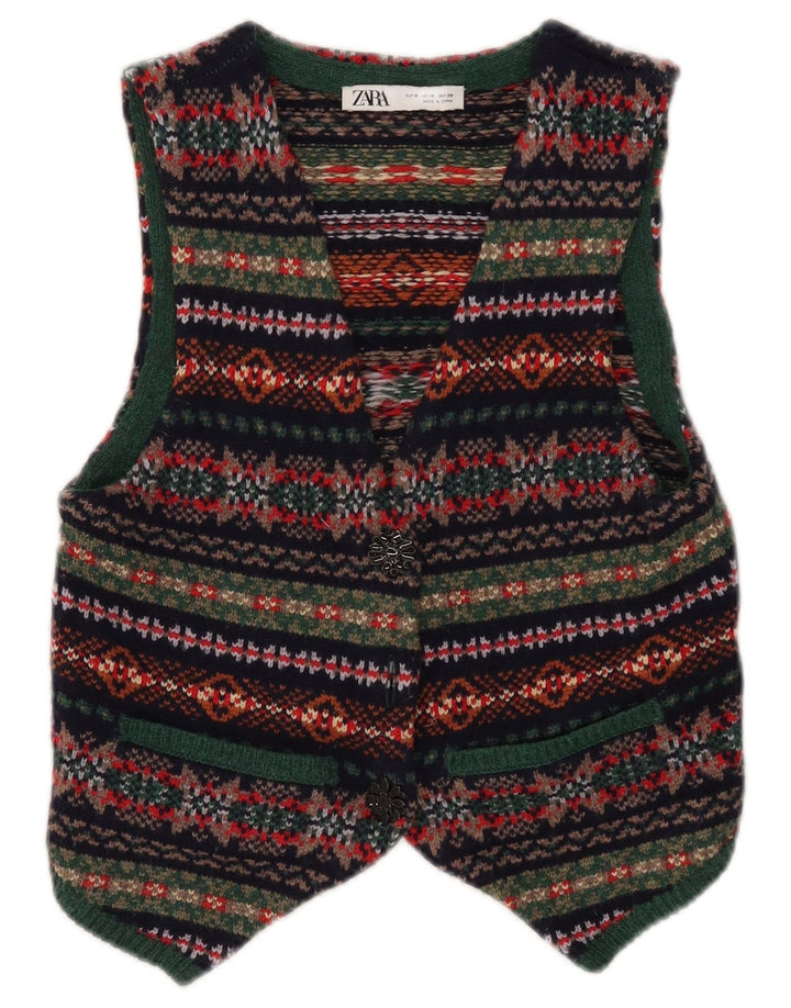 Zara Womens Crop vest UK 12 Medium Flerfarvet Uld
