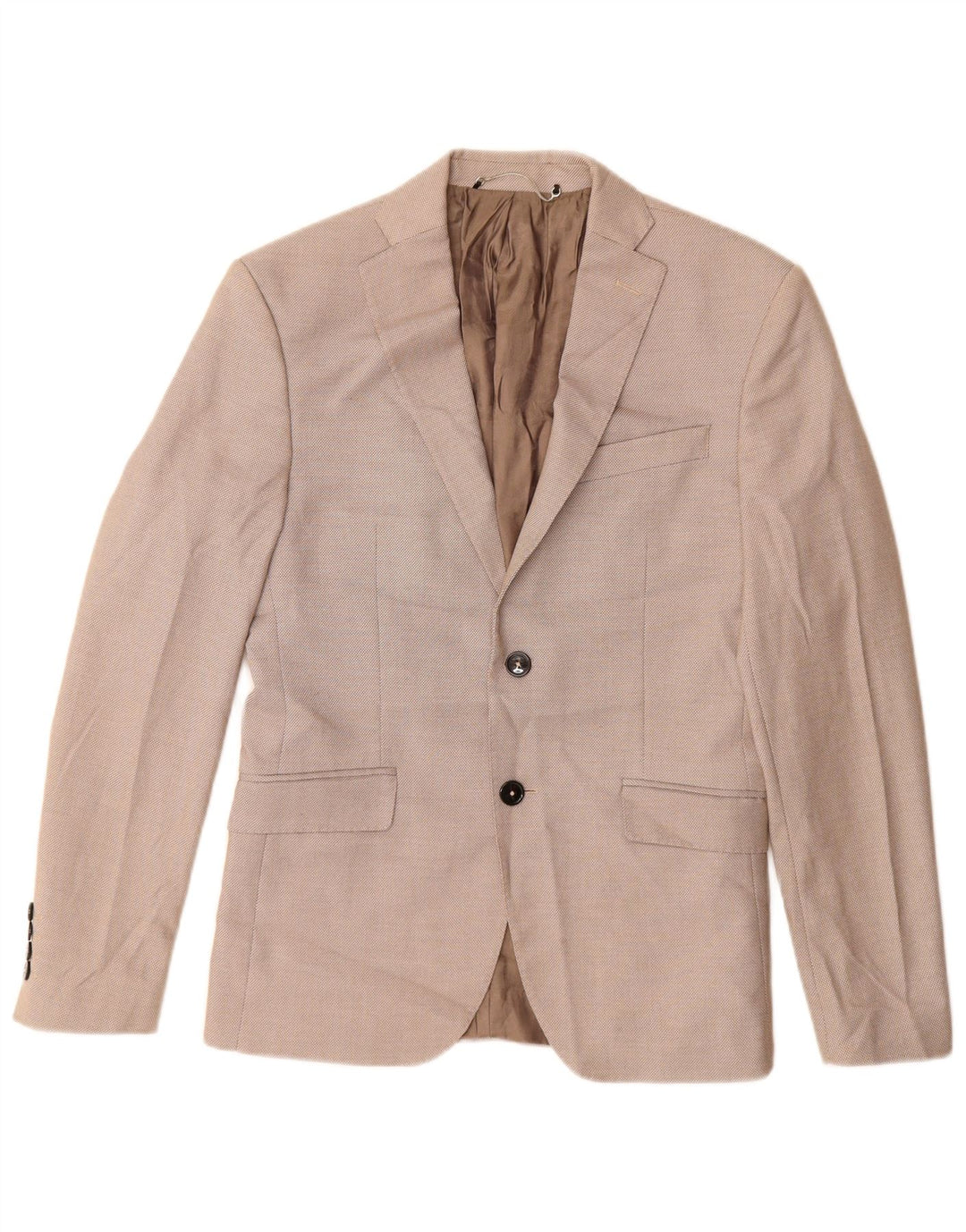 Zara Herre 2-knaps blazerjakke EU 46 Small Beige Polyester