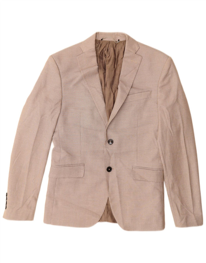Zara Herre 2-knaps blazerjakke EU 46 Small Beige Polyester