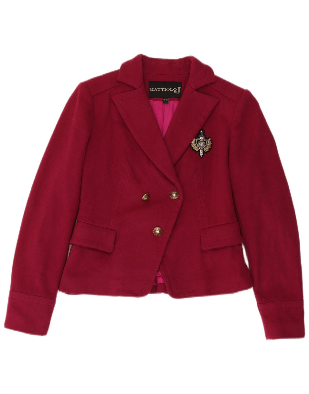 Gai Mattiolo Dame Dobbeltradet Blazer Jacket IT 42 Medium Pink Uld
