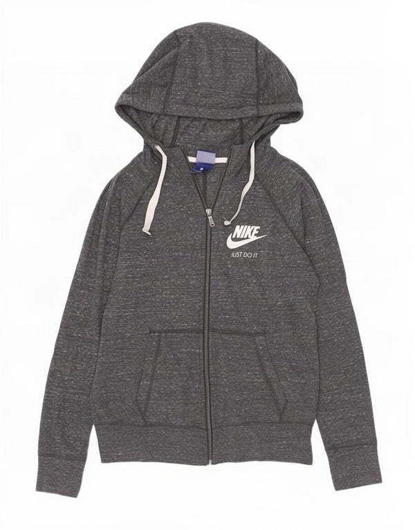 Nike hættetrøje med lynlås til kvinder UK 6 XS Grå Flecked Bomuld