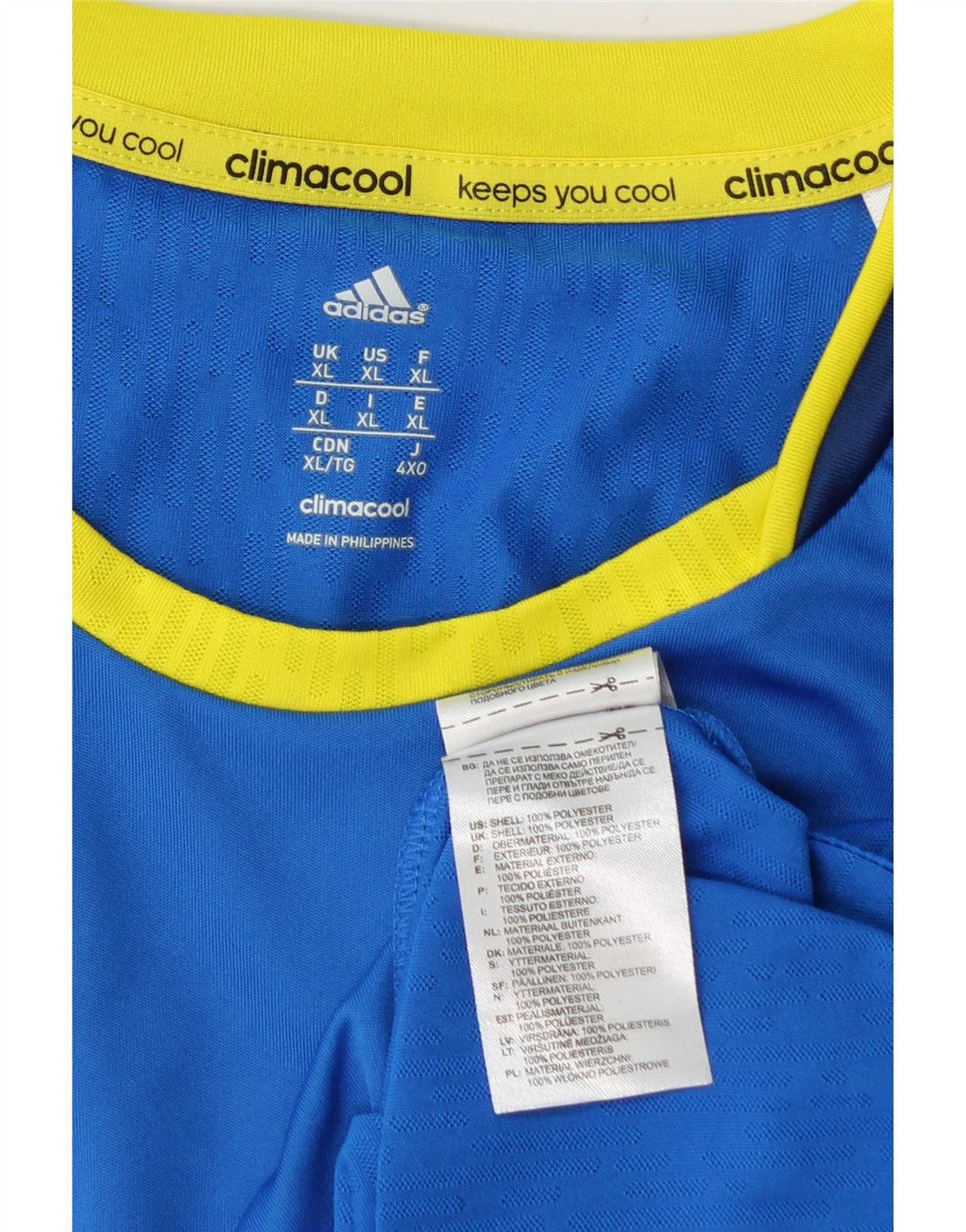 Adidas Herre Climacool T-Shirt Top XL Blå Colourblock Polyester