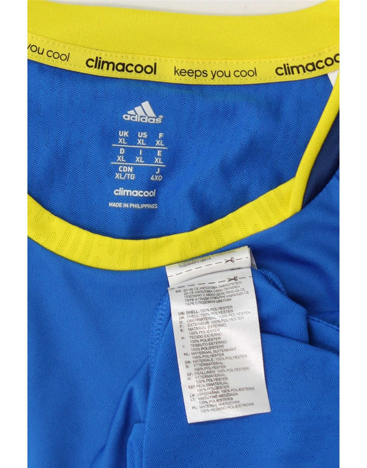 Adidas Herre Climacool T-Shirt Top XL Blå Colourblock Polyester
