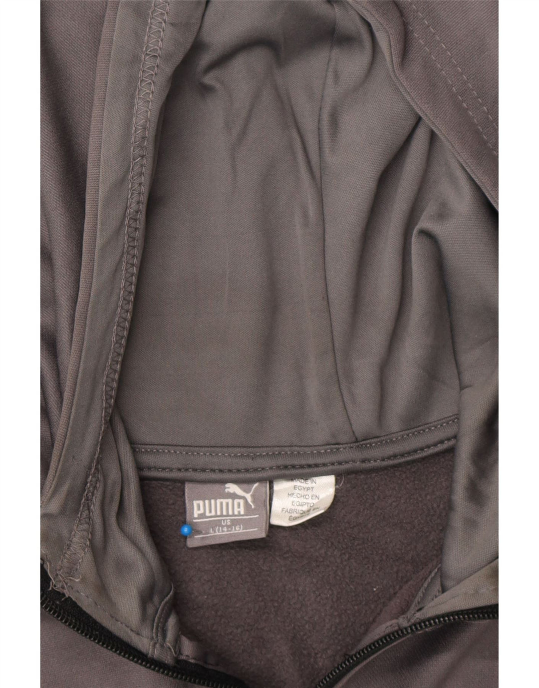 PUMA Boys Graphic Zip Hoodie Sweater 14-15 Years Large Grey Polyester Vintage Puma and Second-Hand Puma from Messina Hembry 