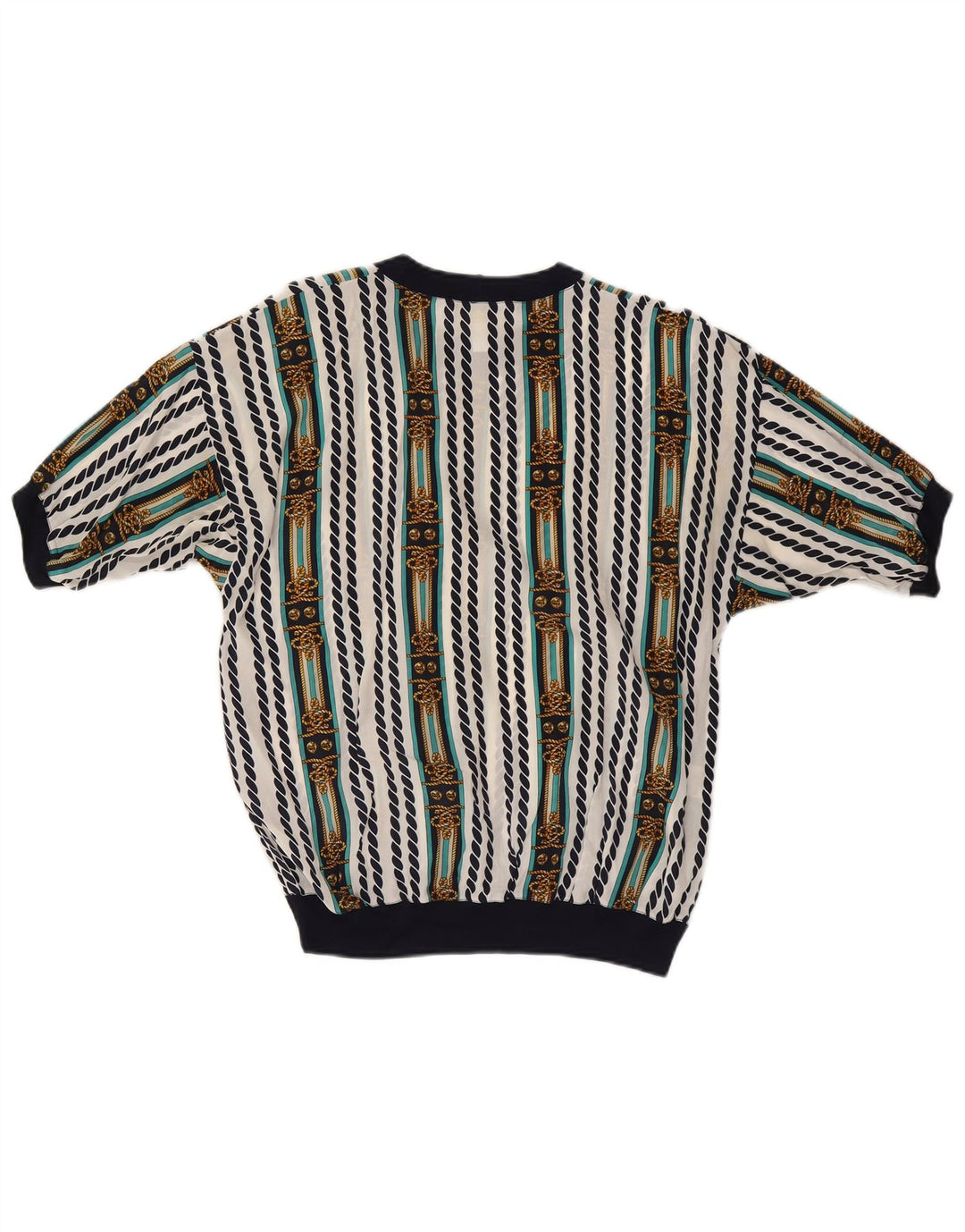 ENNEDI Damebluse Top UK 12 Medium Hvidstribet Acetat