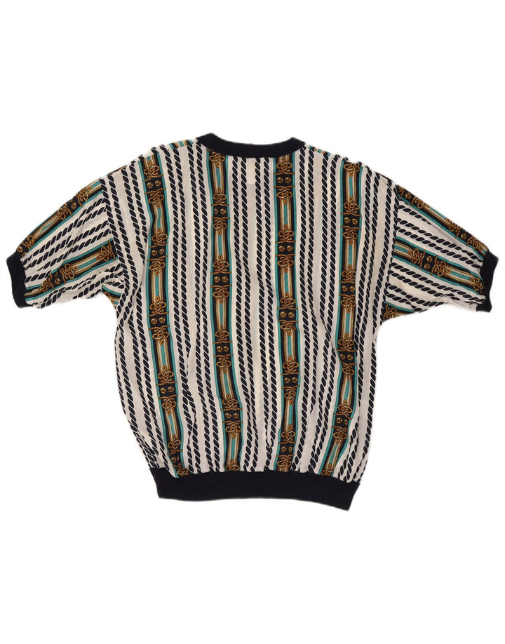 ENNEDI Damebluse Top UK 12 Medium Hvidstribet Acetat