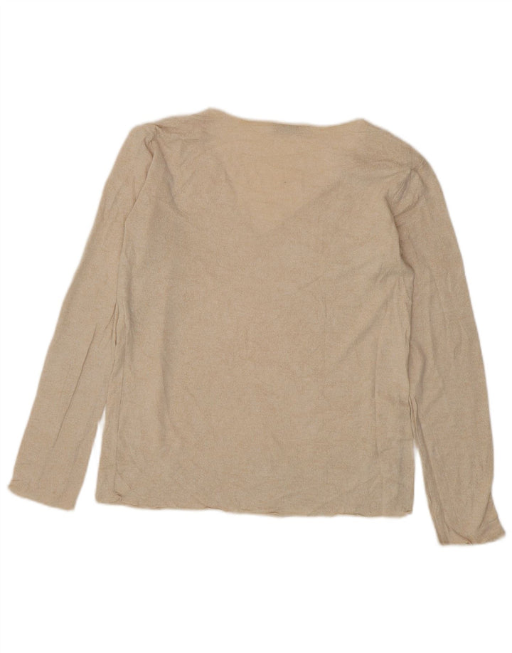 Zara Dame V-hals sweater UK 12 Medium Beige Viscose
