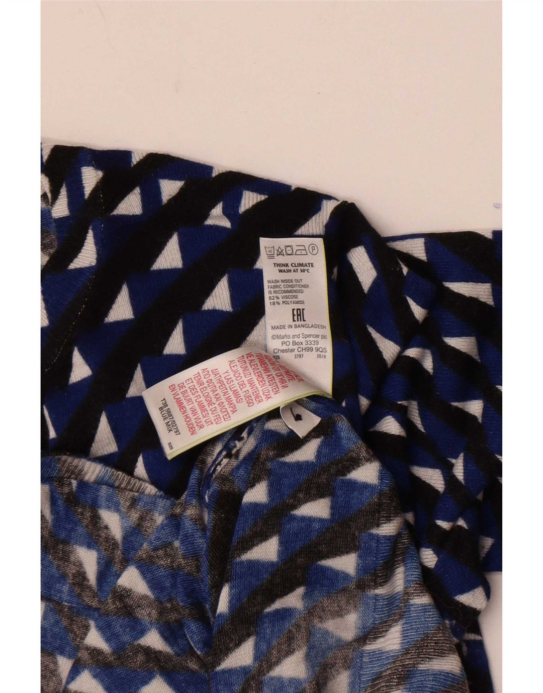 Marks & Spencer Dame Crop Cardigan Sweater UK 14 Medium Blue Geometric