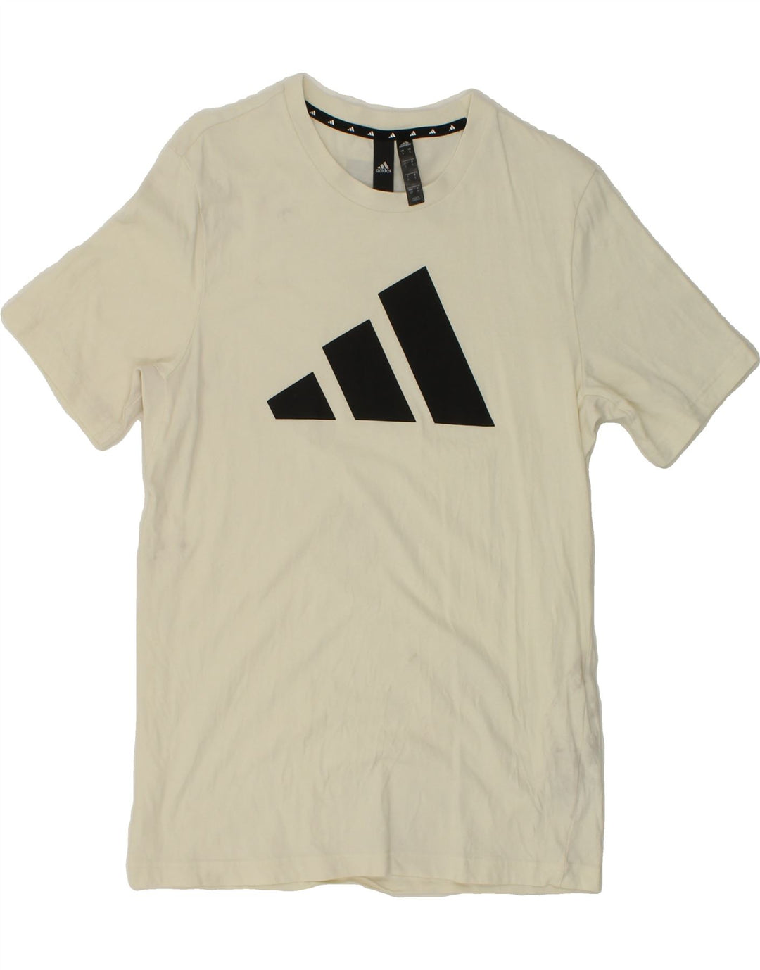 ADIDAS Mens Graphic T-Shirt Top Small Off White Cotton Vintage Adidas and Second-Hand Adidas from Messina Hembry 