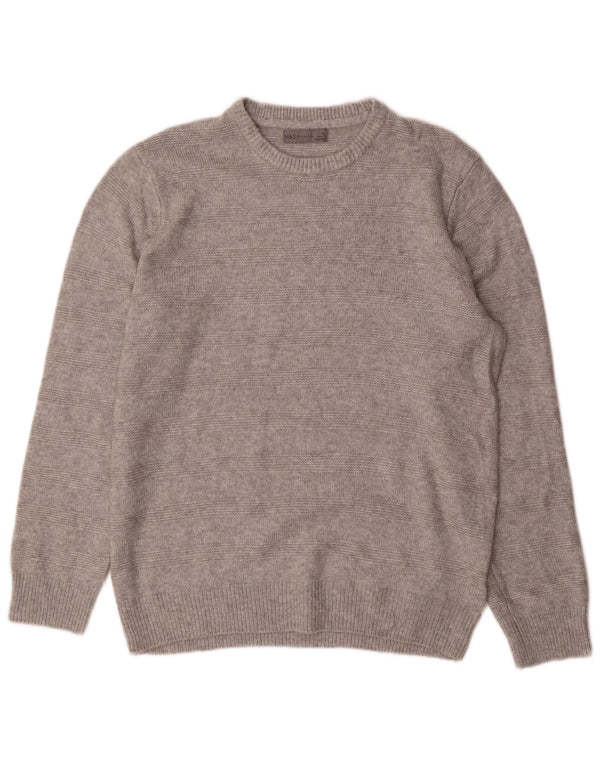 Marks & Spencer Herre sweater med rund hals XL Gråstribet akryl