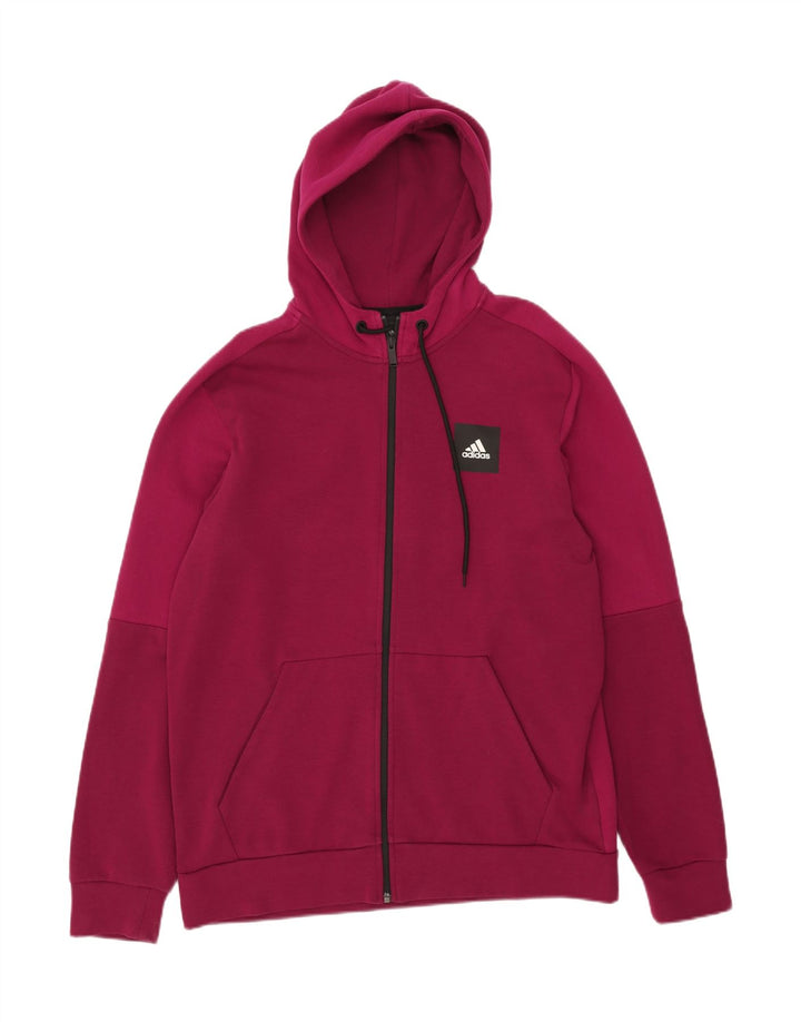 ADIDAS Mens Zip Hoodie Sweater Large Pink Cotton Vintage Adidas and Second-Hand Adidas from Messina Hembry 