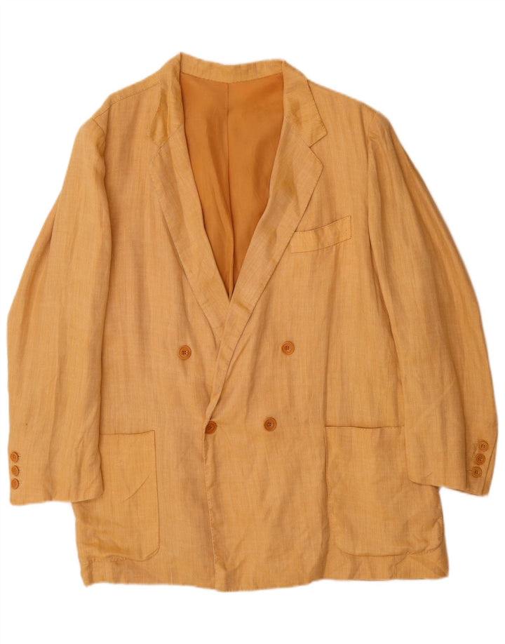 Vintage herre dobbeltradet blazerjakke UK 38 Medium Yellow Herringbone