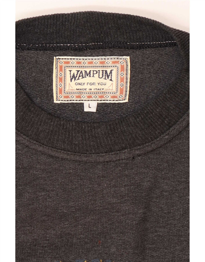 Wampum Herre grafisk sweatshirt jumper stor grå