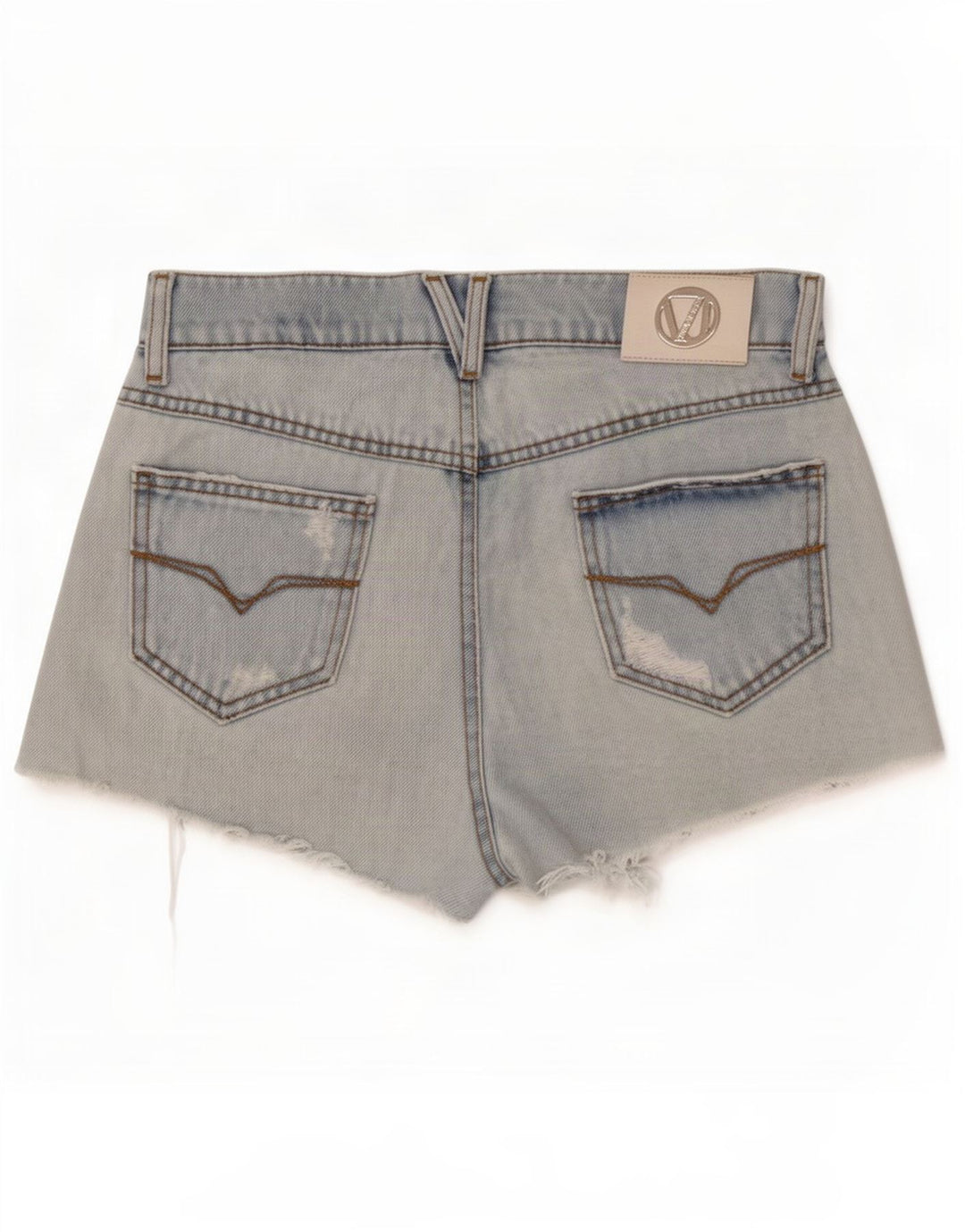 Versace Womens Distressed Denim Shorts W28 Medium Blue Bomuld