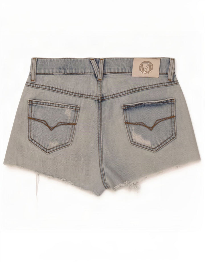 Versace Womens Distressed Denim Shorts W28 Medium Blue Bomuld