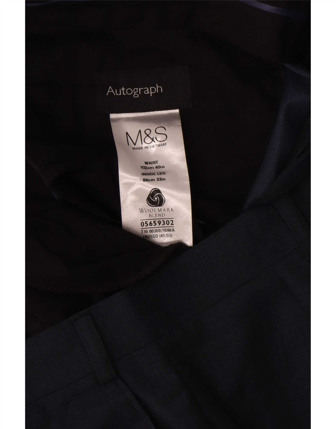 Marks & Spencer Herre Autograph Straight Suit Bukser W40 L33 Navy Blue