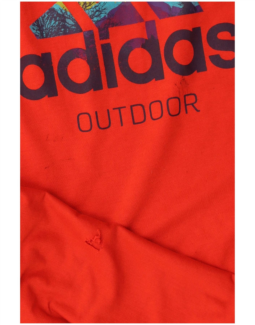 Adidas Herre Grafisk Top Langærmet UK 40/42 Medium Rød Polyester