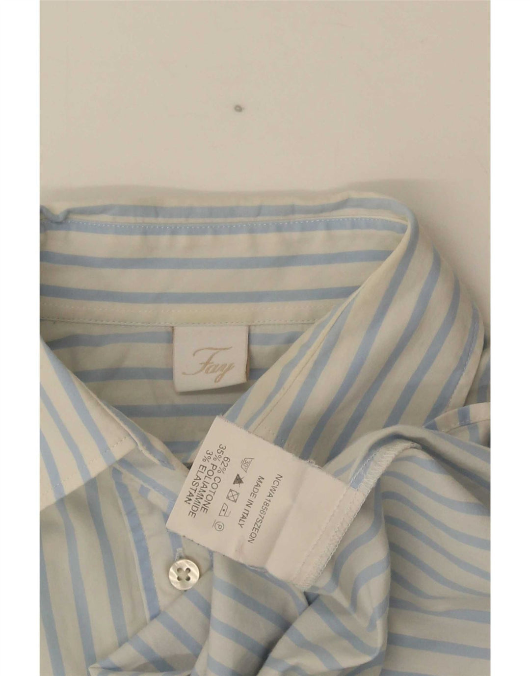 Fay Womens Shirt UK 10 Small Blue Pinstripe Cotton