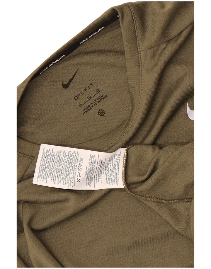 Nike Herre Dri Fit Top Langærmet XL Khaki Polyester
