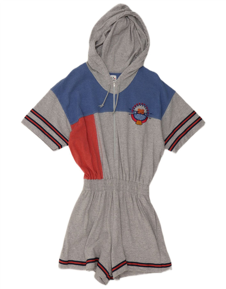 Cacao Dame Hætte Playsuit UK 14 Medium Grey Colourblock Bomuld