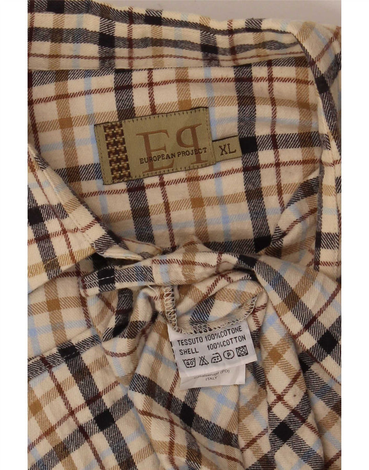 European Project Herre Flanelskjorte XL Beige Ternet Bomuld