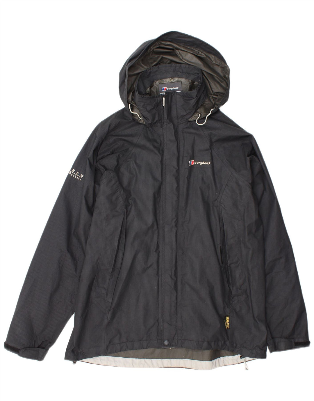 Berghaus Regnjakke med hætte til kvinder UK 14 Stor grå nylon