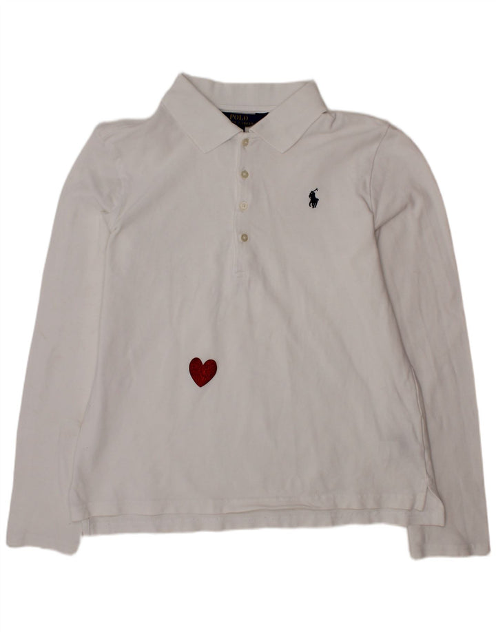 POLO RALPH LAUREN Pigepoloskjorte 12-13 år Stort hvidt bomuldshjerte