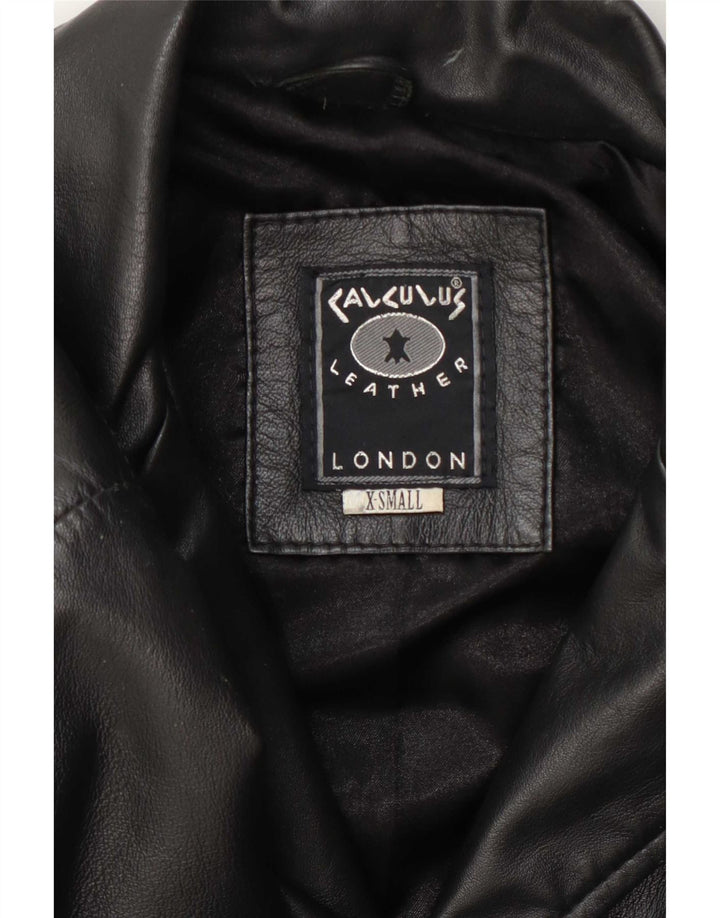 Calculus Dame Lang Loose Fit Læderfrakke UK 4 XS Sort