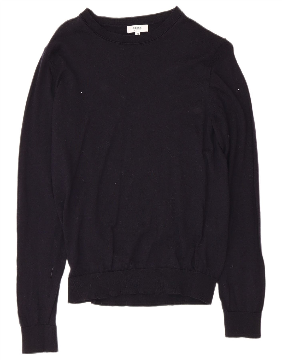 REISS Dame Boat Neck Jumper Sweater UK 12 Medium Navy Blue Wool