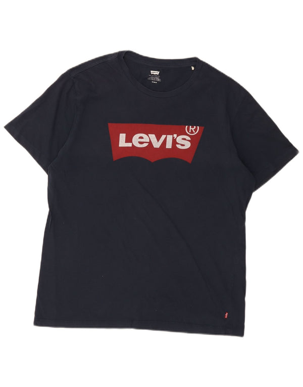 Levi's Herre grafisk T-shirt Top Medium Navyblå Bomuld