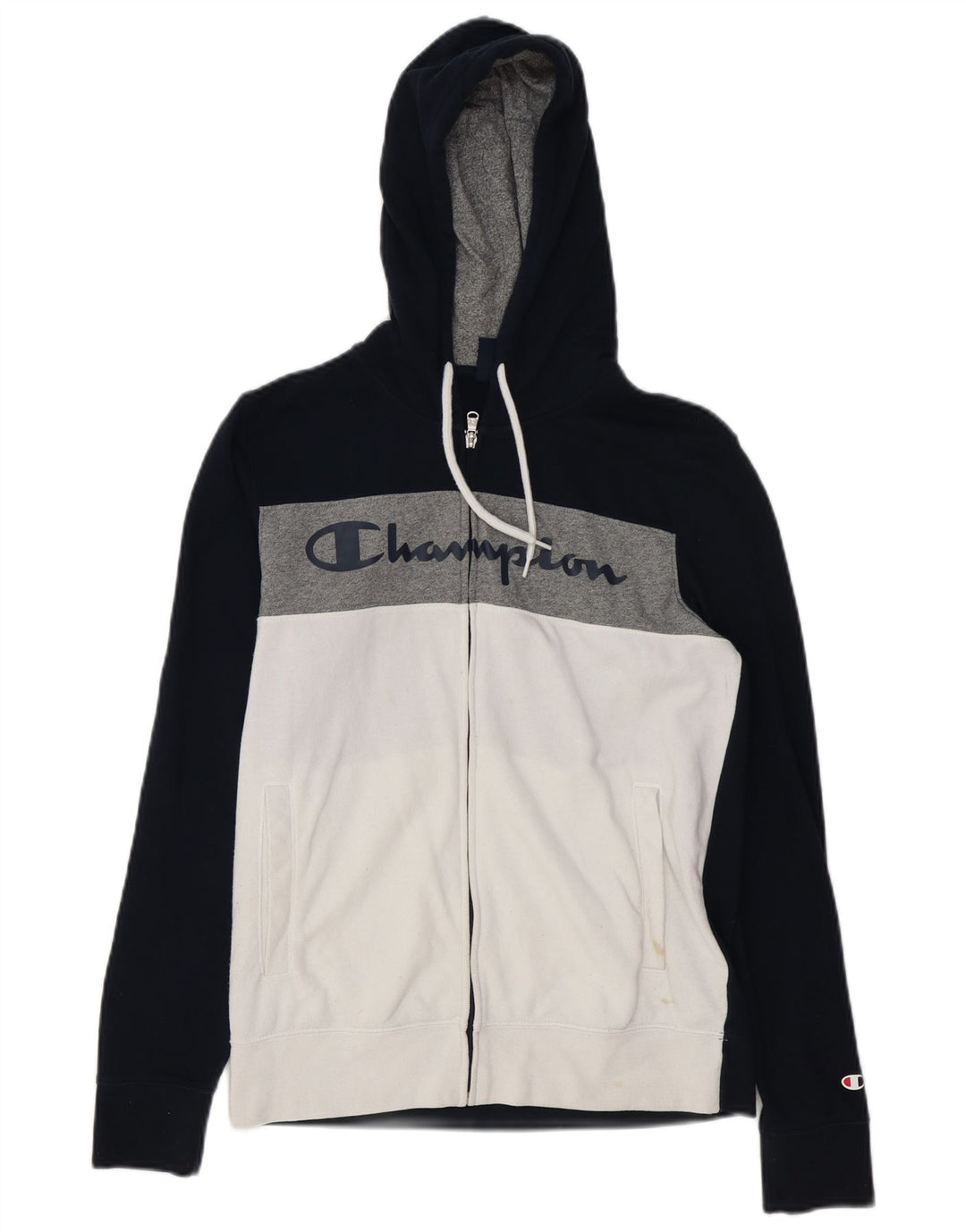 Champion Herre grafisk hættetrøje med lynlås lille marineblå farveblok