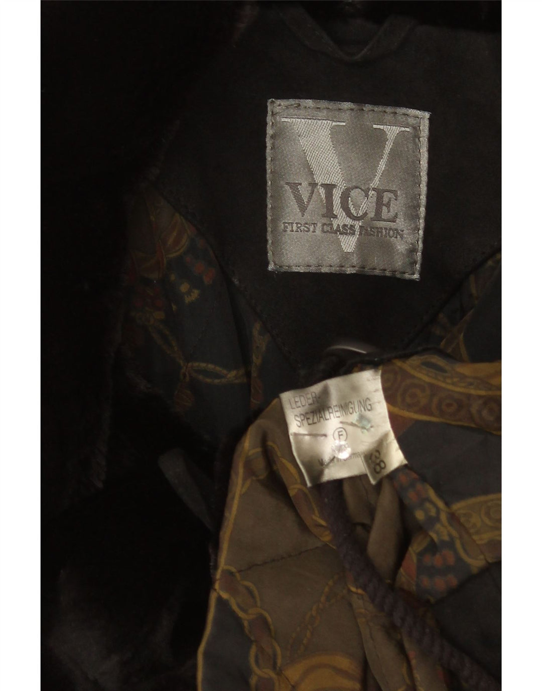 Vintage dame ruskind oversized overtræk EU 38 medium sort læder