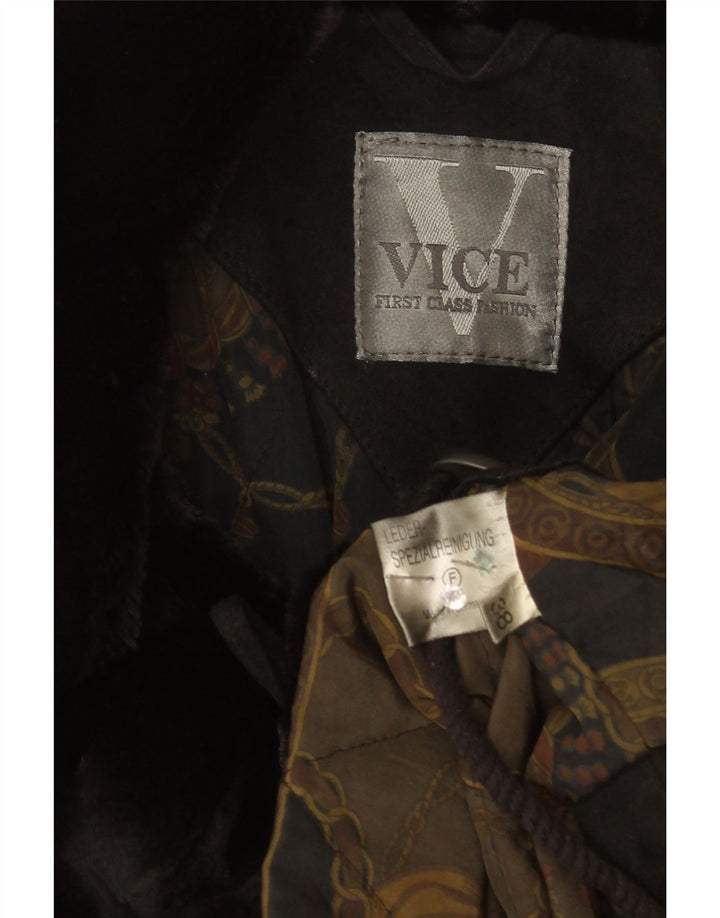 Vintage dame ruskind oversized overtræk EU 38 medium sort læder