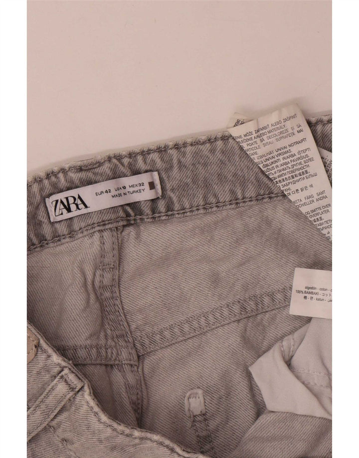 Zara Dame Straight Jeans EU 42 Large W32 L28 Grå Bomuld