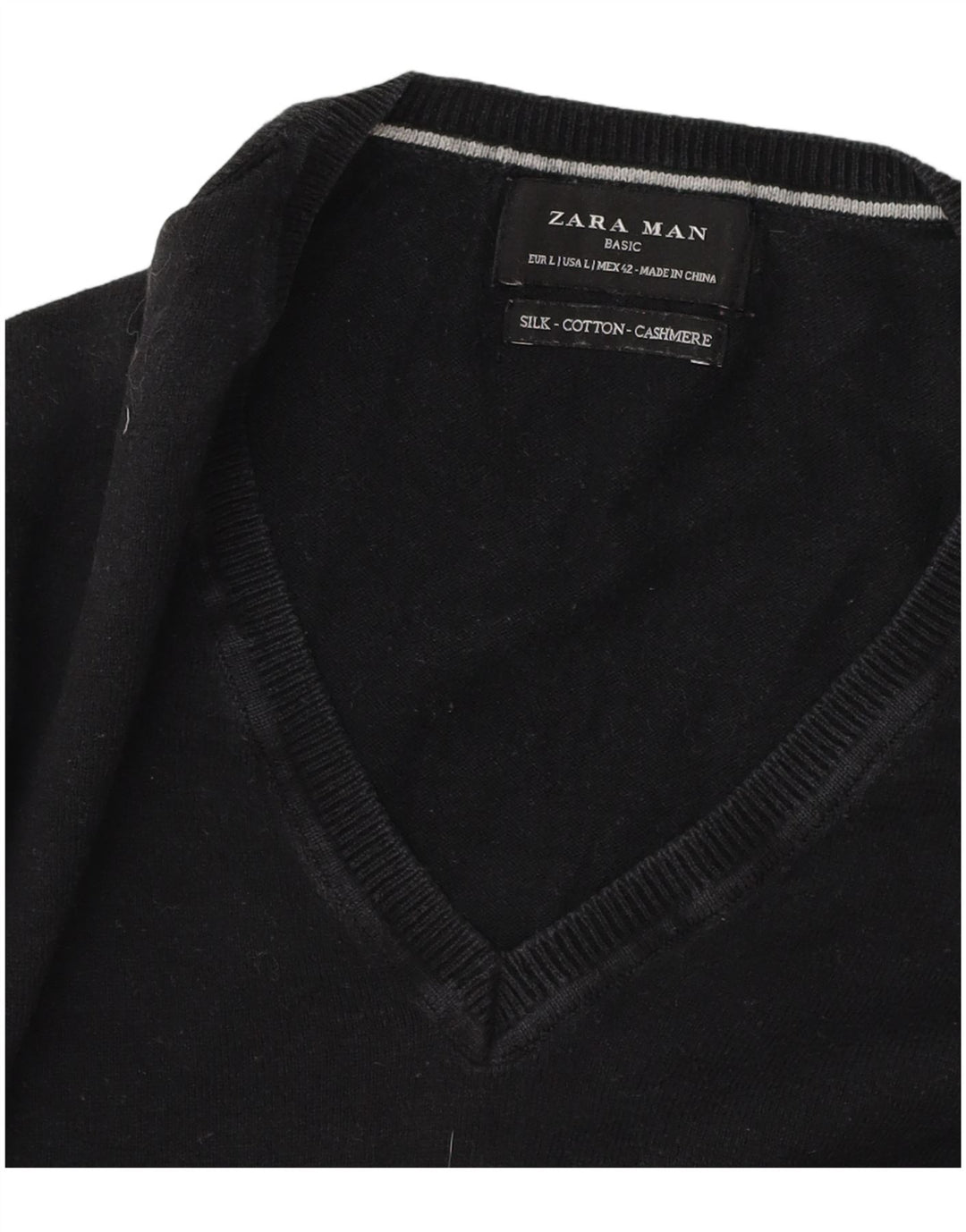 Zara Herre V-hals sweater Stor sort bomuld