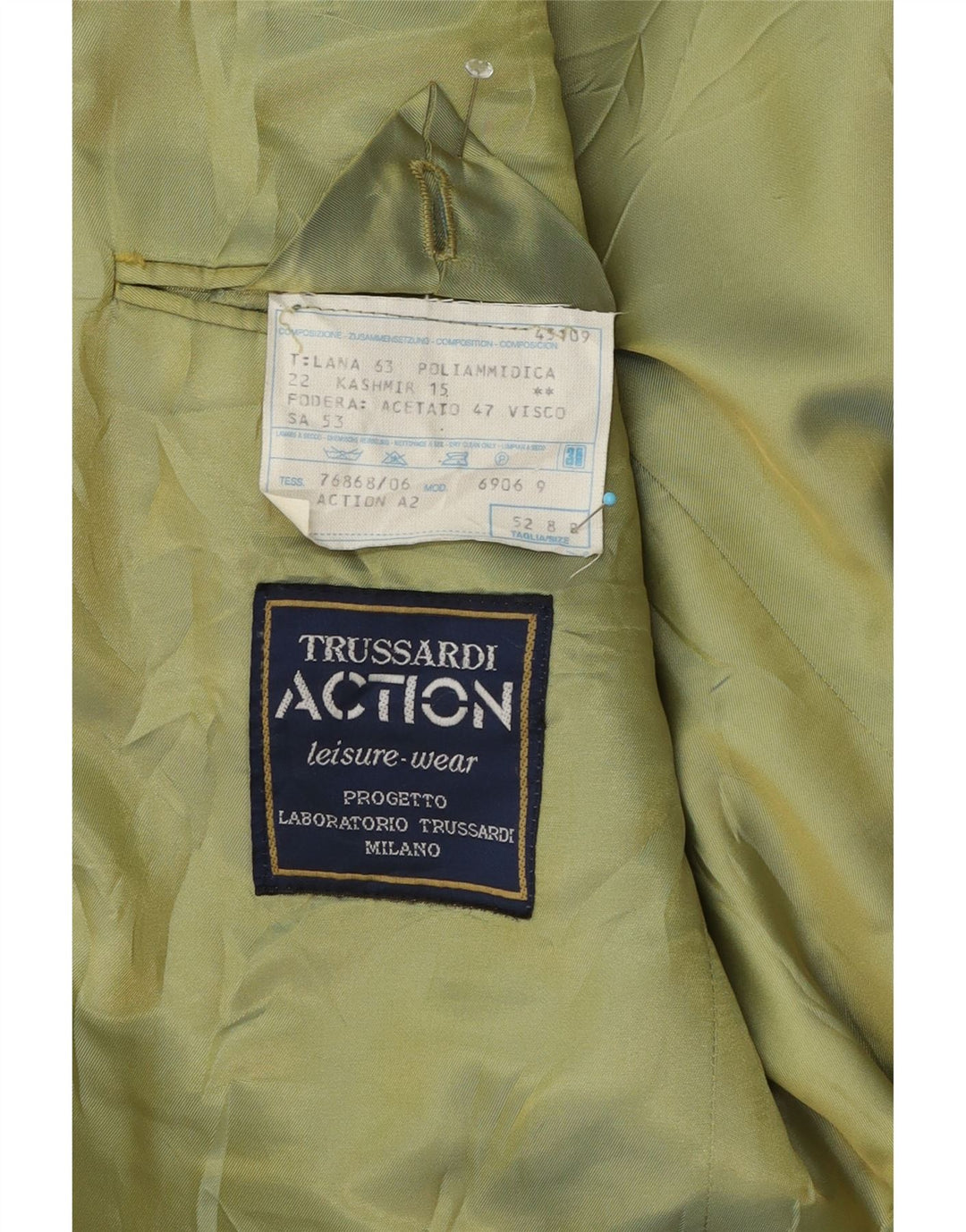 Trussardi Herre 2-knaps blazerjakke IT 52 XL Grøn Uld