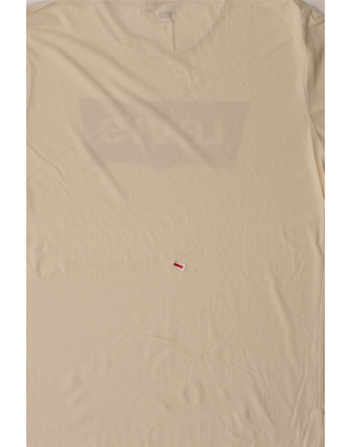LEVI'S Mens Graphic T-Shirt Top Medium Off White Vintage Levi's and Second-Hand Levi's from Messina Hembry 