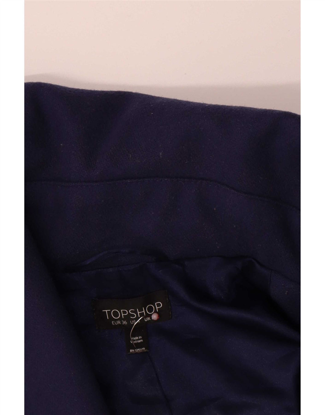Topshop Dame Kort Oversized Overfrakke UK 8 Small Navy Blue Uld