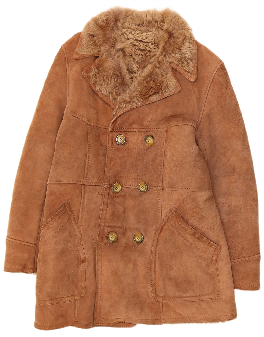 Vintage Dame Shearling Coat IT 48 XL Beige