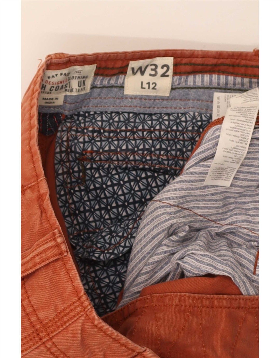 Fat Face Herre Cargo Shorts W32 Medium Orange Bomuld
