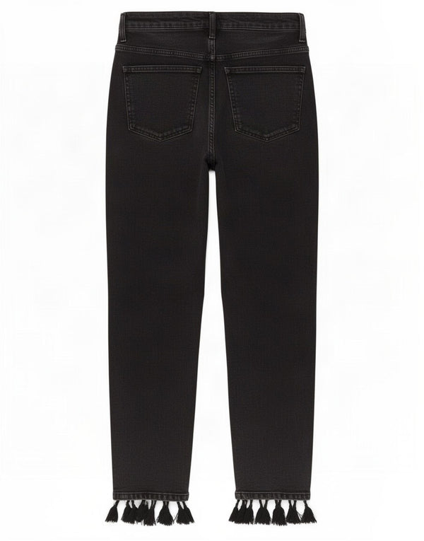 Topshop Dame Moto Tapered Jeans W30 L26 Sort Bomuld